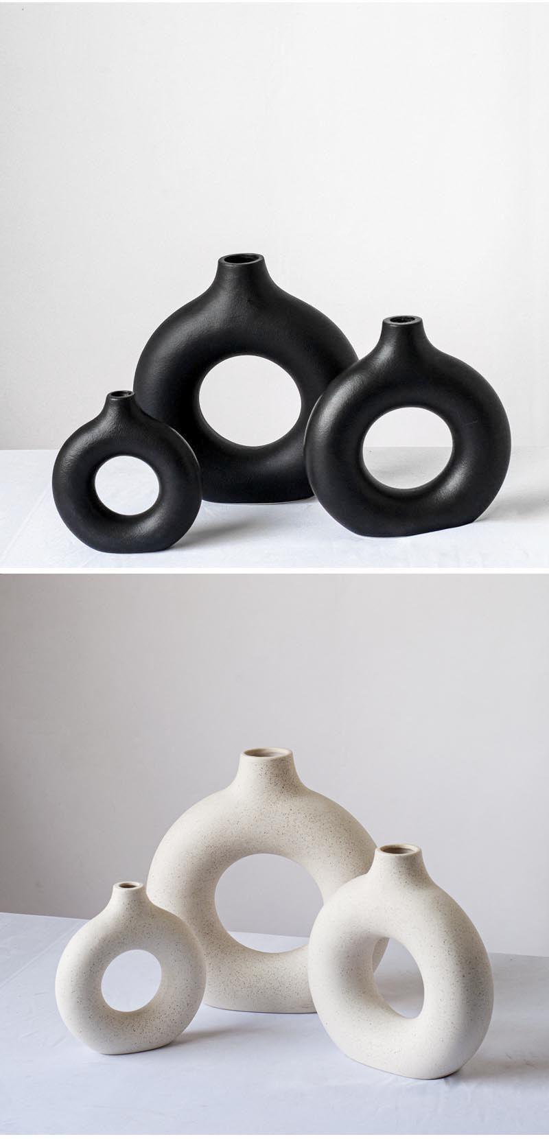 Vilead Circular Hollow Ceramic Vase