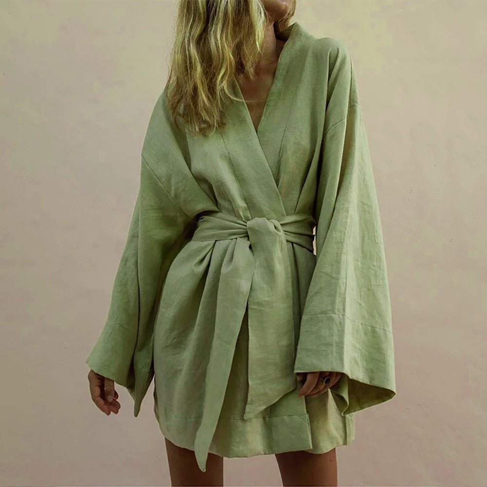 Summer V-Neck Kimono Mini Dress  Coastal Cue